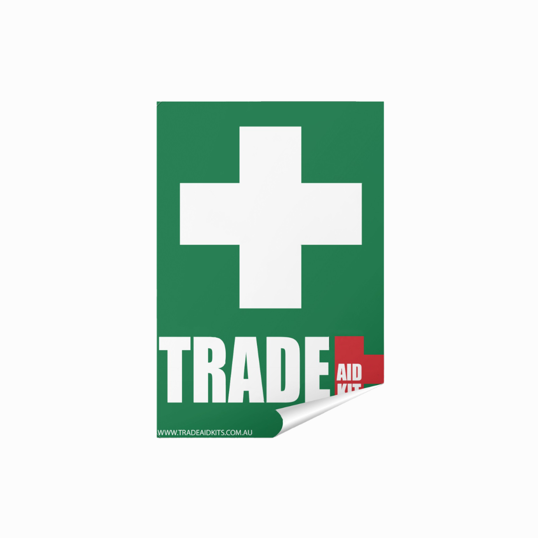 Trade Aid Kits first aid location sticker 90x125mm for worksite vehicles