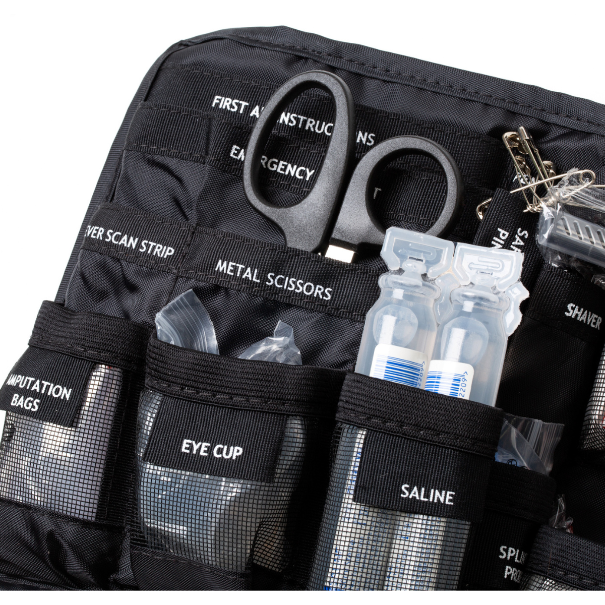 Detail of medical supplies in the classic trade aid kit 