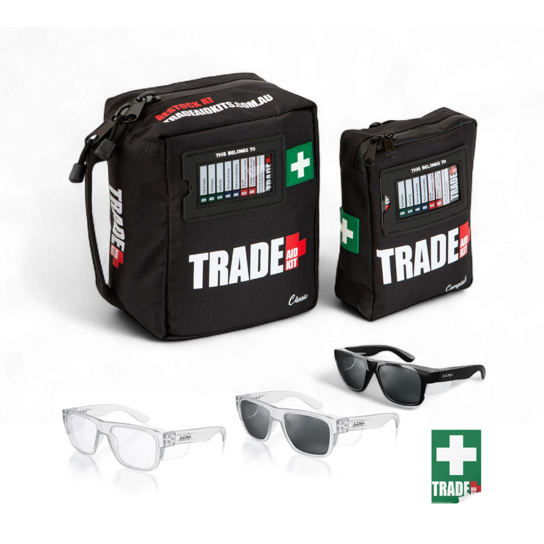 Trade Aid SafeStyle Bundle — first aid kit and safety eyewear for construction